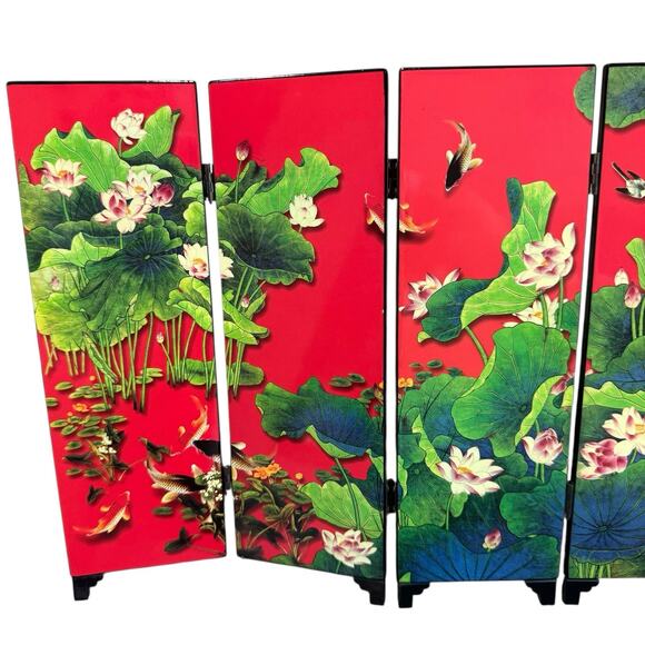 Asian Tabletop Screen, Water Lotus, He Tang Qing Qu / Fun in the Lotus Pond - Picture 2 of 10